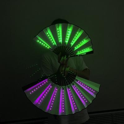 Luminous Fan LED Ambiance Light Foldable 12V 8 Inch Glowing Strong Hinge KTV Bar Club Decoration Night Performance Prop Hand Fan