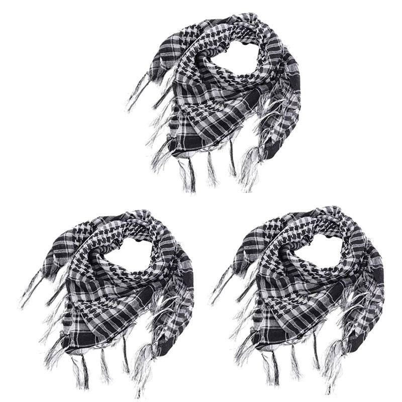 123Pcs Tactical Keffiyeh Shemagh Arab Scarf Shawl Neck Cover Head Wrap Cotton Winter Scarves Men'S Outdoor Hiking Shawl