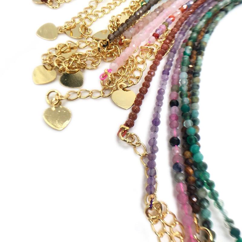 Cutting Flash Beads Gemstones for Men and Women Necklace Bracelet Crystal Quartz agate Choker Jewelry Party Gift Fashion 2-3mm