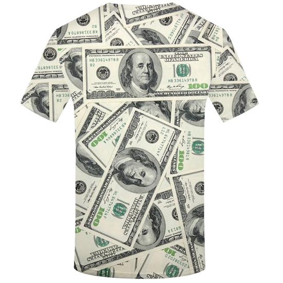 Money Dollar Bill Graphic 3D Printed T-Shirt Men Short Sleeve Crew Neck Tee Top