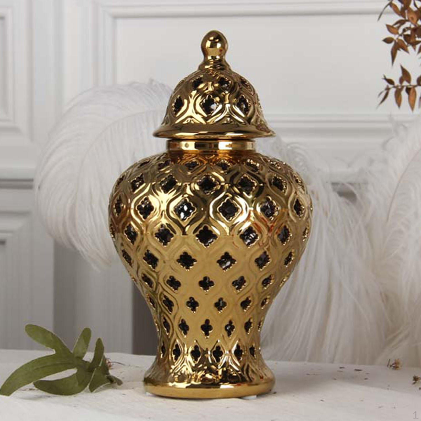 

Керамическая ваза для цветов, фарфоровая банка с имбирем, украшение для стола, горшок для хранения, храм для столовой золотистый