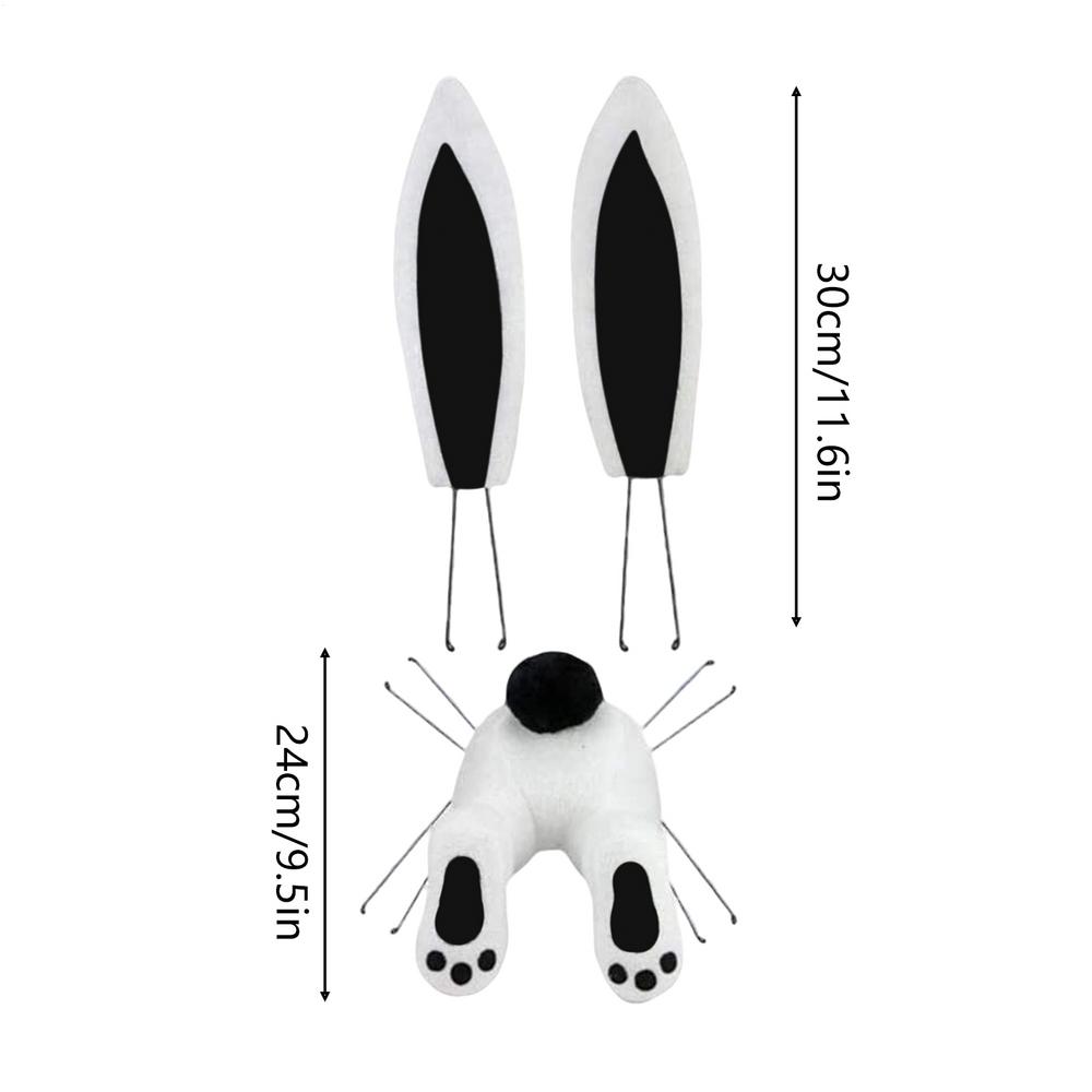 Rabbit Wreath Attachment Cute Butt and Ears Hangable Easter Front Door Wreath Attachment for Spring Holiday Party Indoor Outdoor