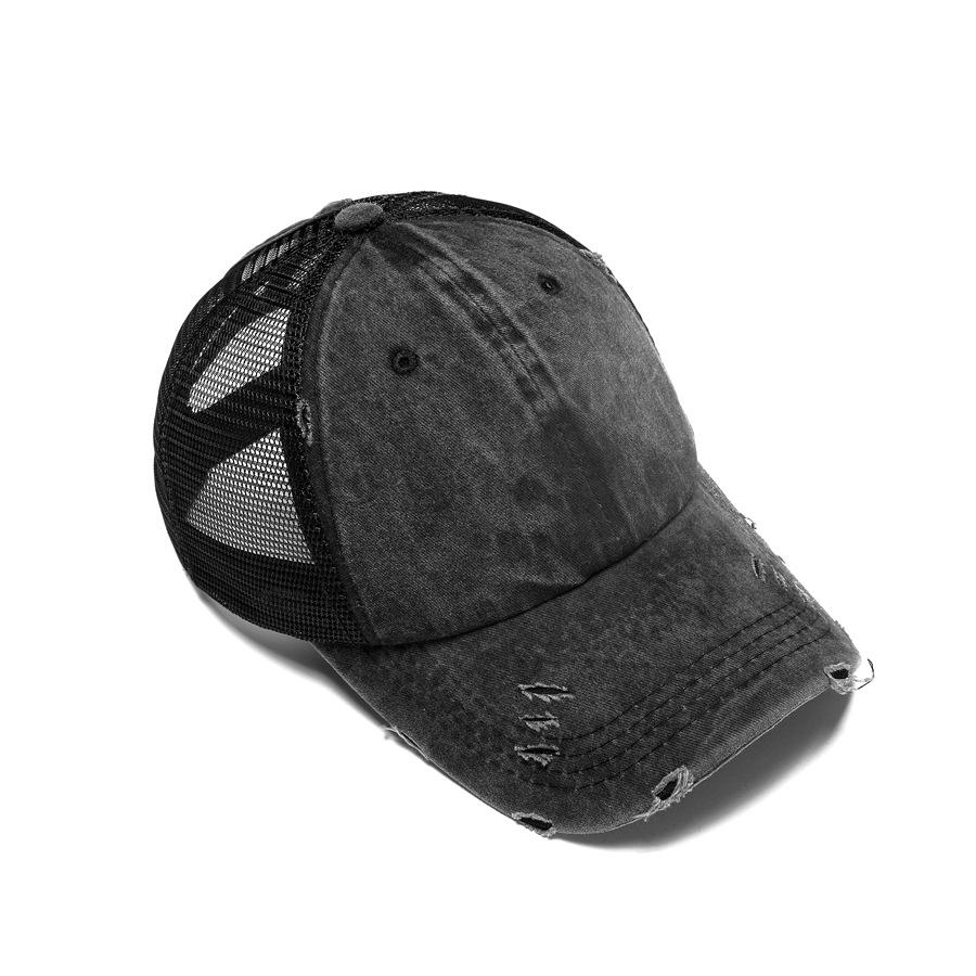 

Washed Distressed Ponytail Mesh Baseball Cap with Quick-Dry Visor чёрный