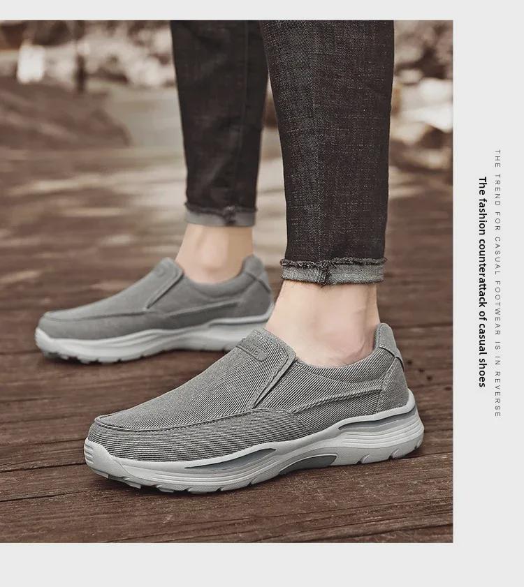 Herren Canvas Slipper in Übergröße - Old Beijing Stil, Loafer mit dicker Sohle, Größe 48.