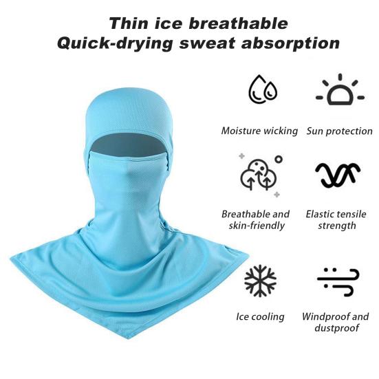 Sun Protection Face Guard Balaclava Solid Color Breathable Moisture-wicking UV-proof Neck Face Protection Cover
