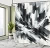 Black And White Shower Curtain, Abstract Art Of Bold Brush Strokes In Monochrome Painting Print, Cloth Fabric Bathroom