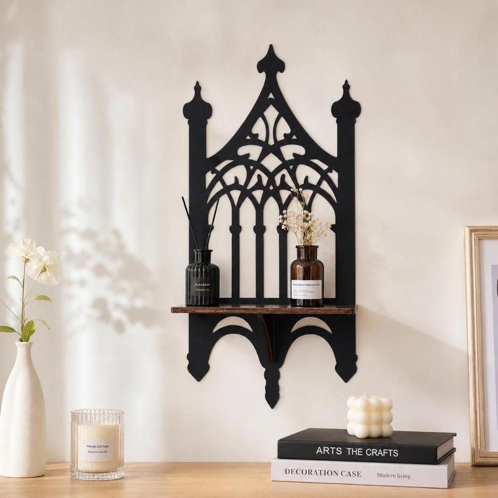 Hollow Out Floating Shelves Gothic Style Wall Mounted Shelf Wall Hanging Decor Living Room