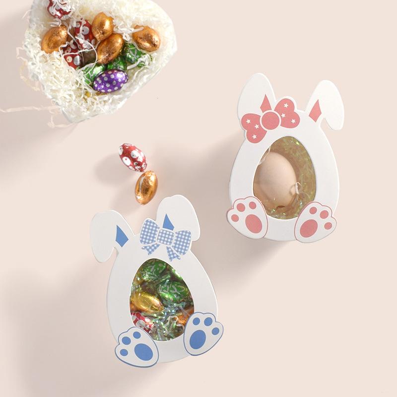 WTEMPO Clear Window Gift Boxes for Easter Designed In The Shape of A Rabbit Foldable DIY Small Presents Packaging Boxes Party Decor Gift Boxes