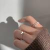 925 Silver Hollowed Heart Shape Open Adjustable Ring Set Design Love Fashion Jewelry for Women Girl Gifts