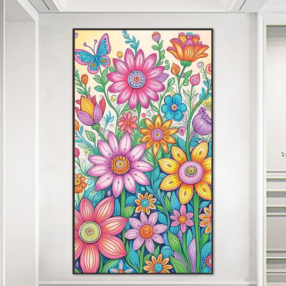 5D DIY Partial Special Shaped Drill Diamond Painting Flower Decoration for Living Room Bedroom Classroom Entrance 40x70cm