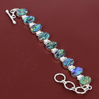 Abalone Shell Armband Handgjorda Smycken 925 Sterling Silver Armband Ädelsten Smycken Justerbar Kedja Armband present till hennes eleganta smycken