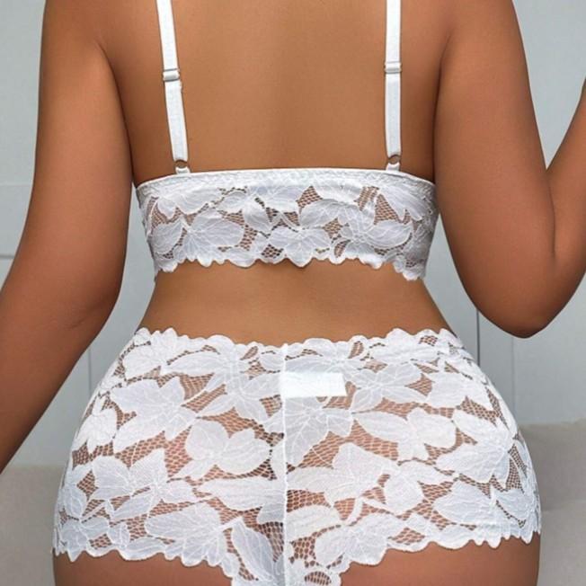 European and American sexy lace erotic underwear perspective temptation pajamas loungewear women's two-piece suit