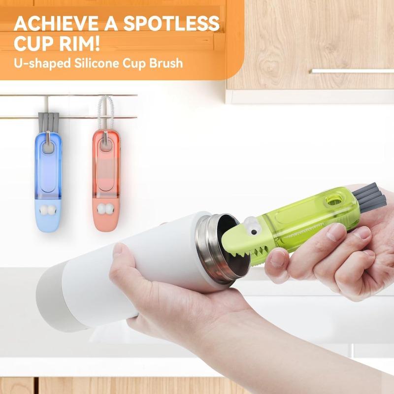 3pcs Cup Lid Gap Cleaning Brush Set, Multifunctional Bottle Cleaning Brush, Silicone Cup Lid Gap Cleaner