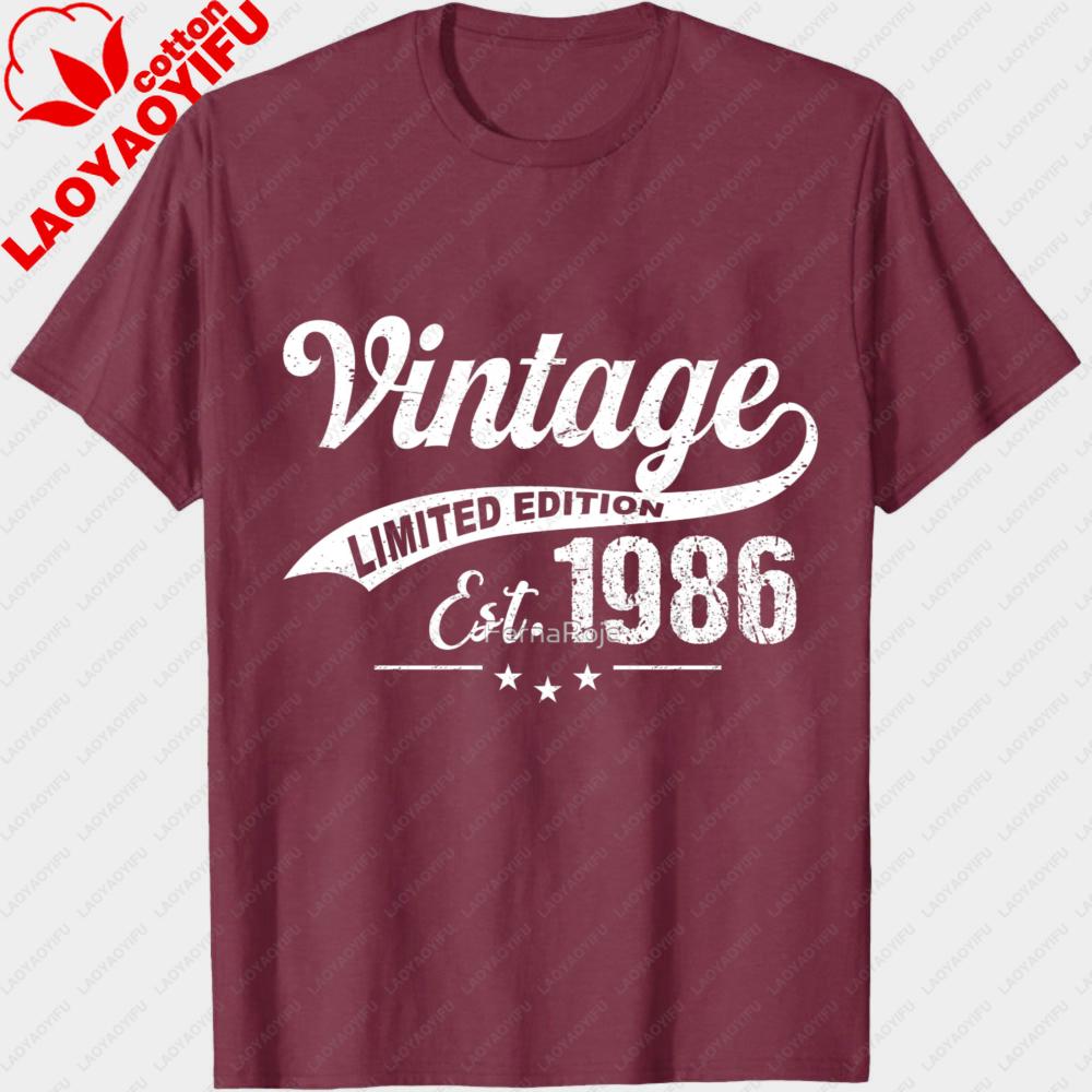 Vintage Limited Edition Est 1986 Summer Men TShirt Classic Retro Style Unisex Casual Wear for Birthday Gifts Men Clothing