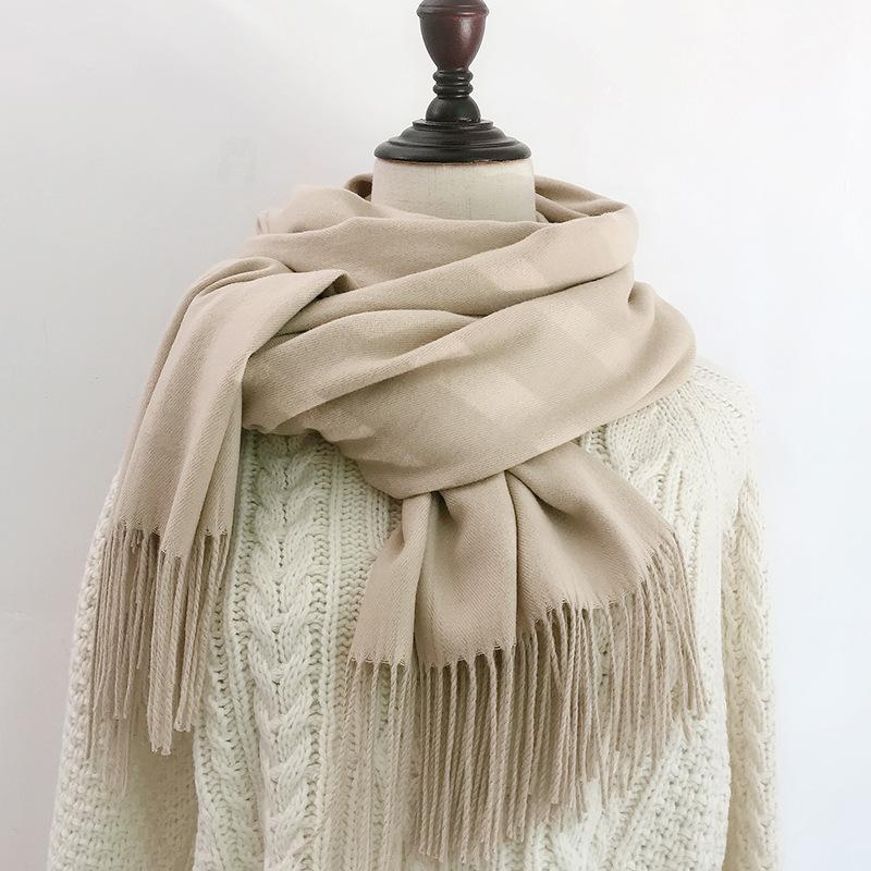 Solid Color Scarf for Women in Winter Korean Style Versatile Student Autumn and Winter Thickened Long Imitation Cashmere Red Men's Scarf Trendy