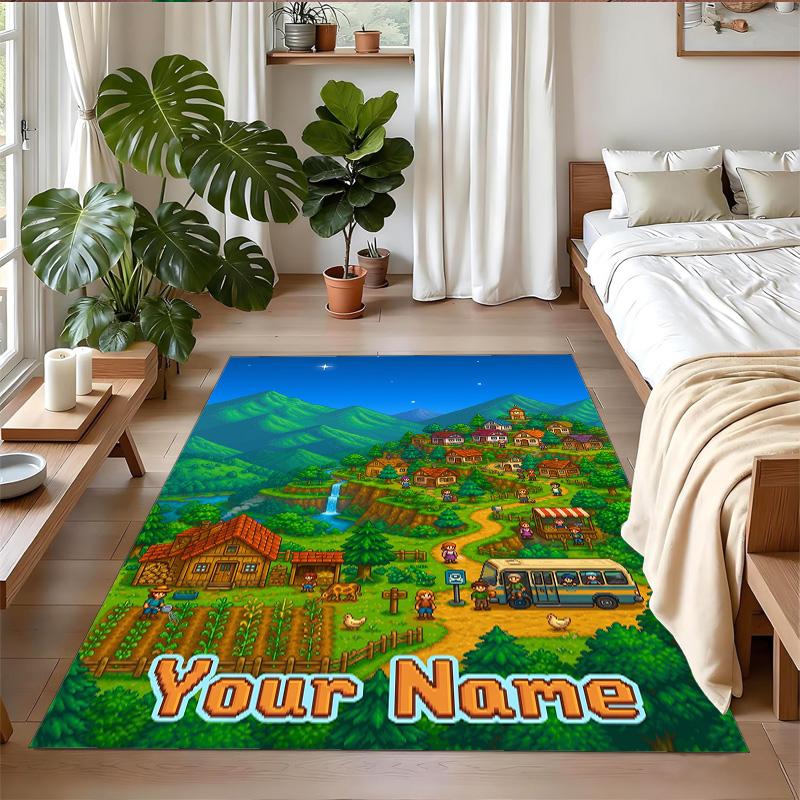 Crystal Velvet Rug Custom Name Text, Soft Non Slip Floor Mat Home DecorStardew Valley