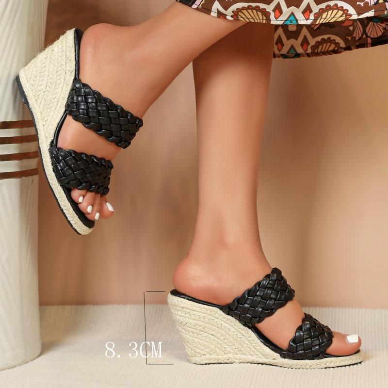 Eilyken/летние соломенные шлепанцы из однотонной ткани — фото 8