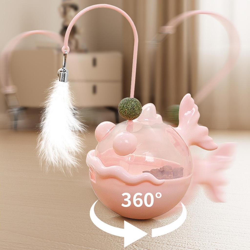 Cat Puzzle Feeder Indoor Kitten Catnip Ball Teaser Interactive Treat Dispenser Toy For Mental Stimulation Boredom Relief