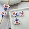 5pcs/set Small Heart Shape Ceramic Beads Double Sided Porcelain Beads  Bracelet