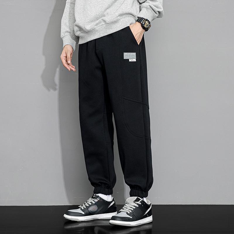 

Мужские повседневные брюки осенняя мода студенческие леггинсы свободные спортивные брюки с девятью точками мужские S чёрный