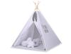 Tipi Tent for Children + Mat + Feather Pendants - Mini-rosette Gray