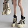 Retro Designer Women Chunky Platform Shoes Woman Ankle Boots,High-top Sneakers Riding Casual Flats Sneakers Street Club Footwear