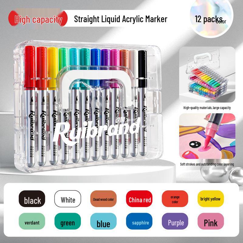 Vodotěsný a nepropíjející akrylový fix s měkkým hrotem pro děti - Vrstvitelná a omyvatelná vodová tužka pro výtvarnou výchovu na základní škole