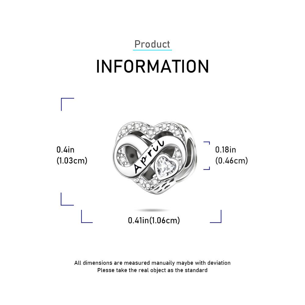 S925 Silver Zodiac Birthstone Fashion Heart Month DIY Beaded Jewelry Making Kit Accessories Set