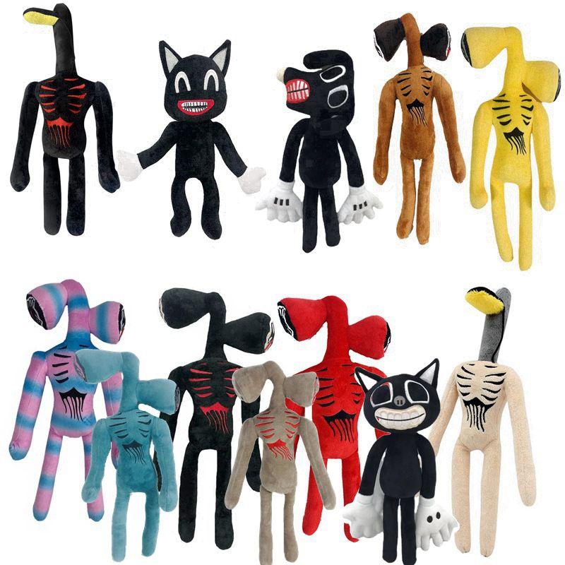 Siren Series Head Black Cat Plush Toy Big Mouth Horror Character Doll Stuffed