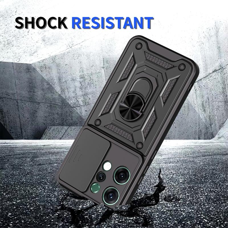 Armor Magnetic Ring Bracket Case For OPPO Reno 14 Pro 14F 5G Slide Lens Protector Cover for Reno14 Reno14F Funda