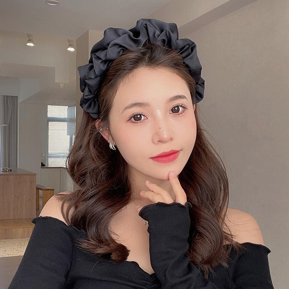Satin Pleated Wide Brimmed Headbands For Women Non Slip Ruched Headband Hoops French Wide Padded Hair Head Band Hair Accessories