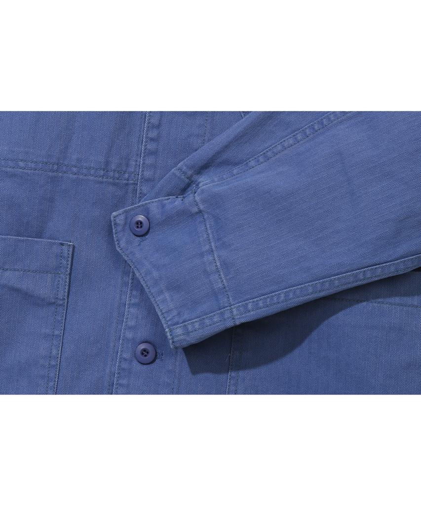 BASEMOMENT Herringbone Washed French Work Jacket Vintage Blue