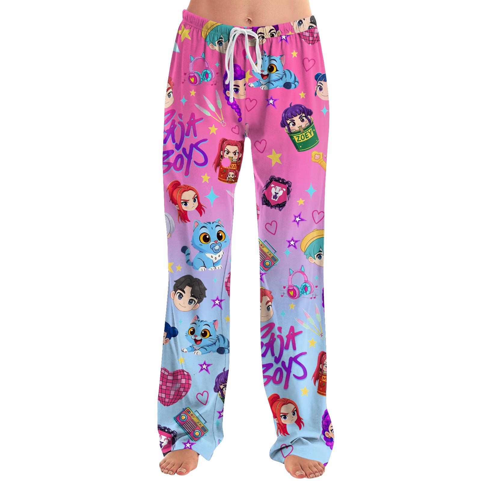 

Женские пижамные штаны, одежда для сна, повседневные брюки с эластичной резинкой на талии, удобные прямые свободные брюки для йоги L синий