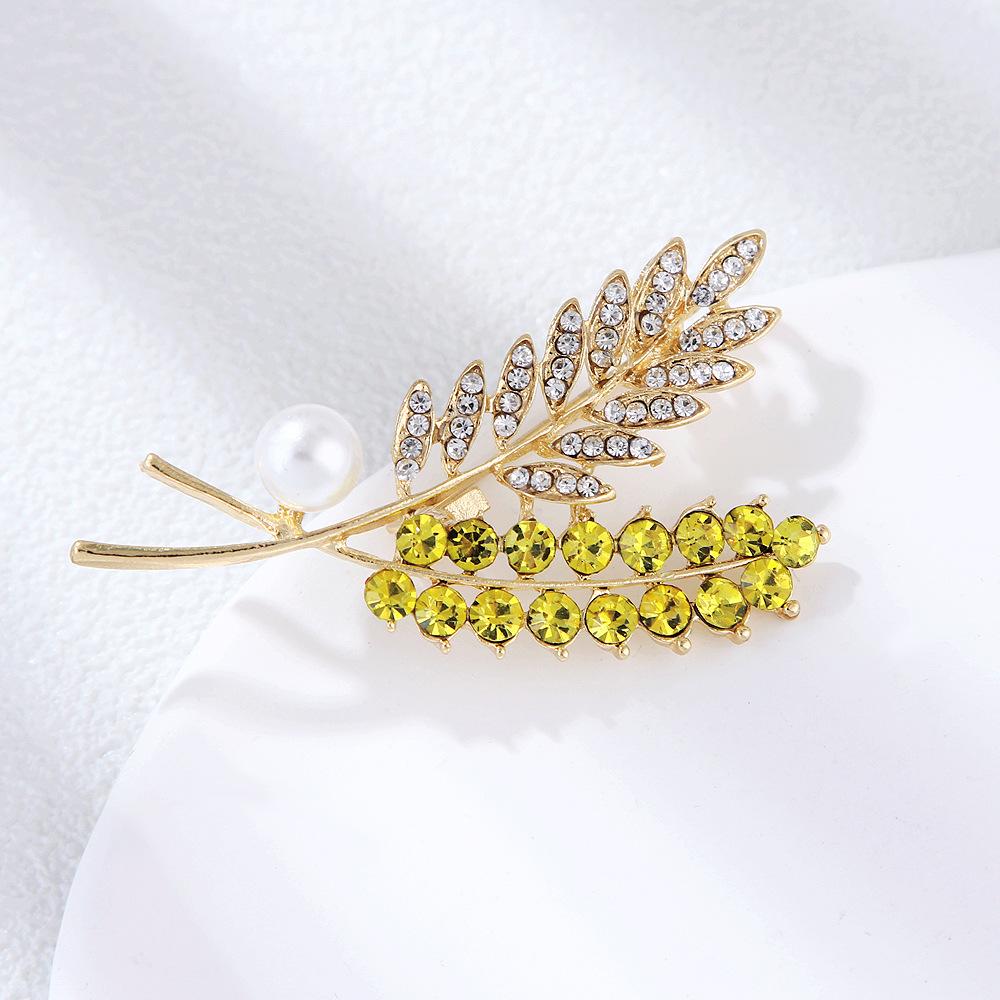 Kristall-Weizenähren-Brosche Temperament Zarte Corsage Damen Anti-Reise Seidenschal-Schnalle Perlen-Nadeln Langlebige Farbe Exquisite Brosche Geschenk