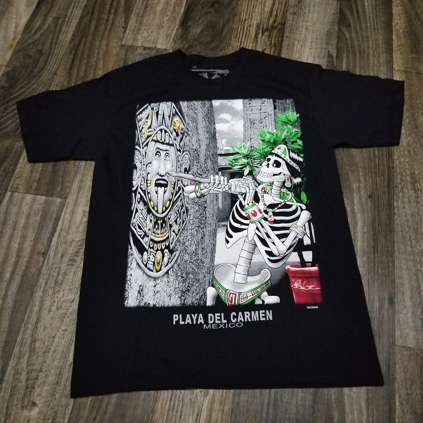 Playa Del Carmen Mexico Skeleton Graphic T-shirt Size Medium Black Tee S разноцветный