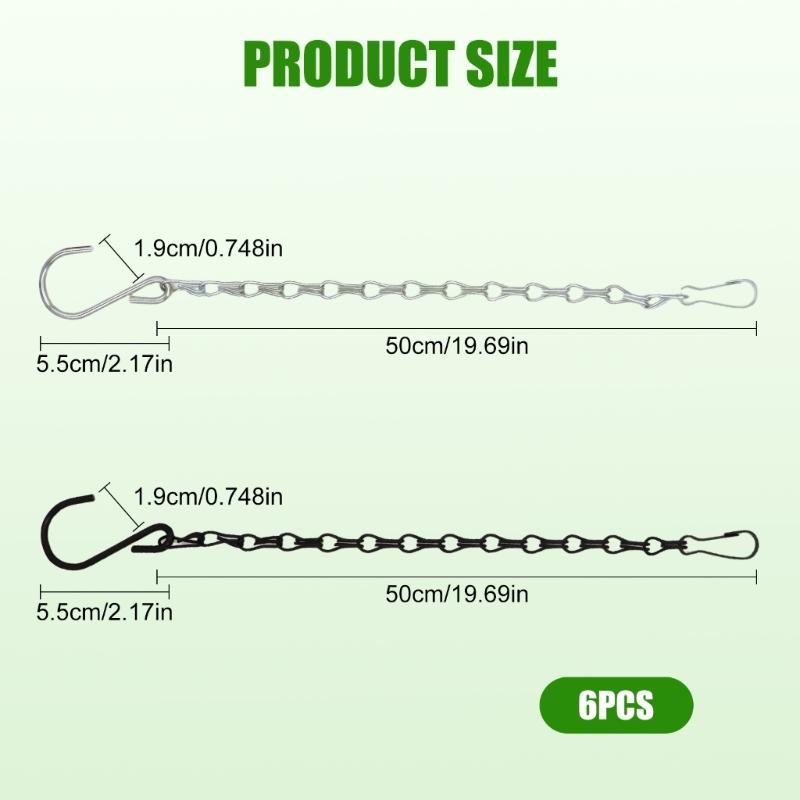 6Pcs Plant Hanger Hook Double Hook Hanging Chain Adjustable Length Ceiling Hook for Flower Pot Basket Bird Feeders