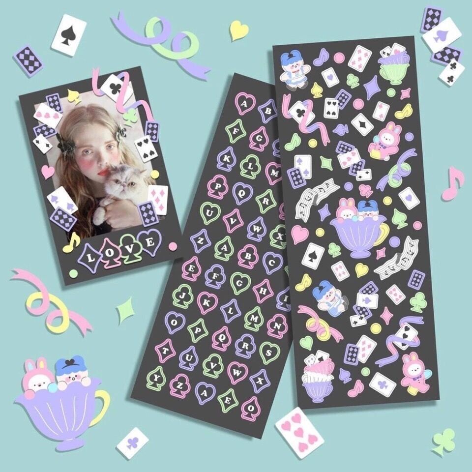 

Популярный в Корее рисунок коровы, наклейки с покерной пандой, без следа, лазерная вспышка, наклейки для альбома, наклейки для оформления, наклейки