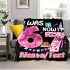 1PC Custom Name Happy 7th Birthday! flannel blanket versatile,all-season throw suitable for the living room,bedroom,camping,travel,and gift