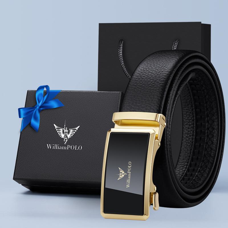 

Ремень Emperor, мужской ремень из натуральной кожи с автоматической пряжкой, высококачественный деловой универсальный верхний слой из натуральной воловьей кожи, 2023, мужские брючные ремни 130cm