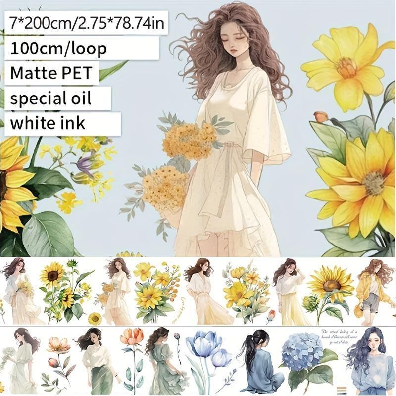 1 rotolo di nastro adesivo con tema ragazza in stile Hong Kong, manuale, scrapbooking, fai da te, decorativo, journaling, forniture