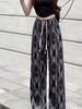 Batik-Hose im Vintage-Stil für Damen mit weitem Bein, lockere, schlankmachende Freizeithose aus Eisseide, bequeme, kühle Freizeit- und Sporthose, eleganter Stil