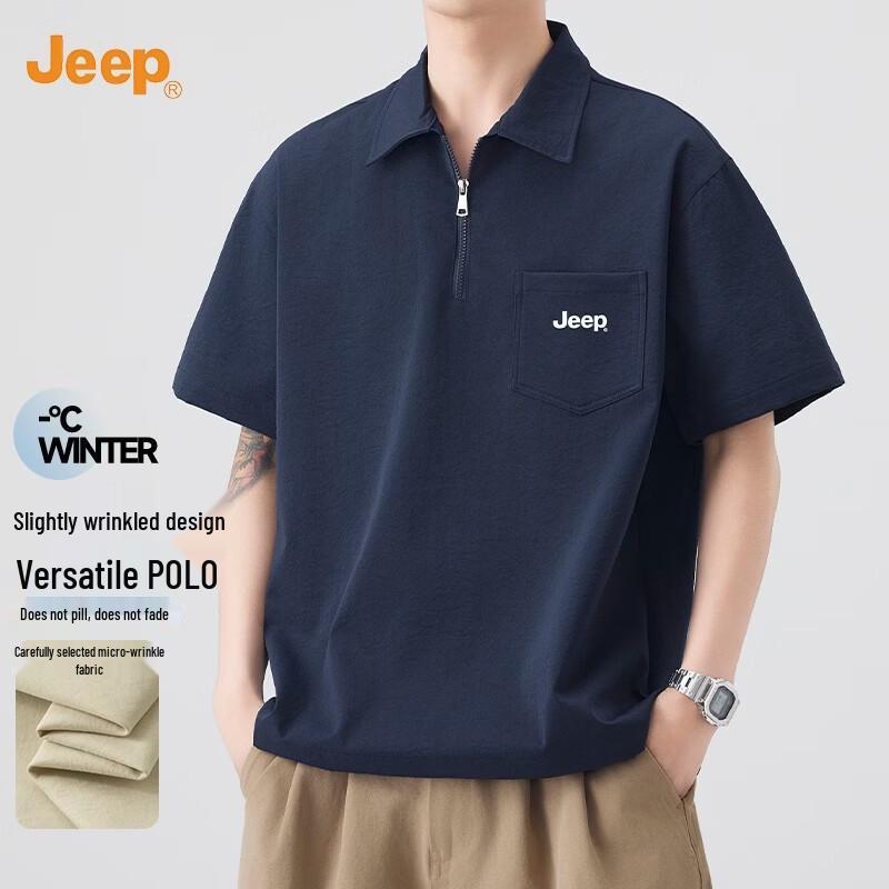 

JEEP Men s Summer Half-Zip Polo T-Shirt M