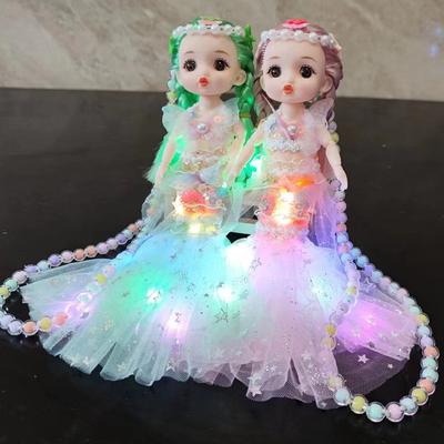 Girls Princess Doll Toys Light Mermaid Toy Necklace Girls Play House Kids Birthday Gifts