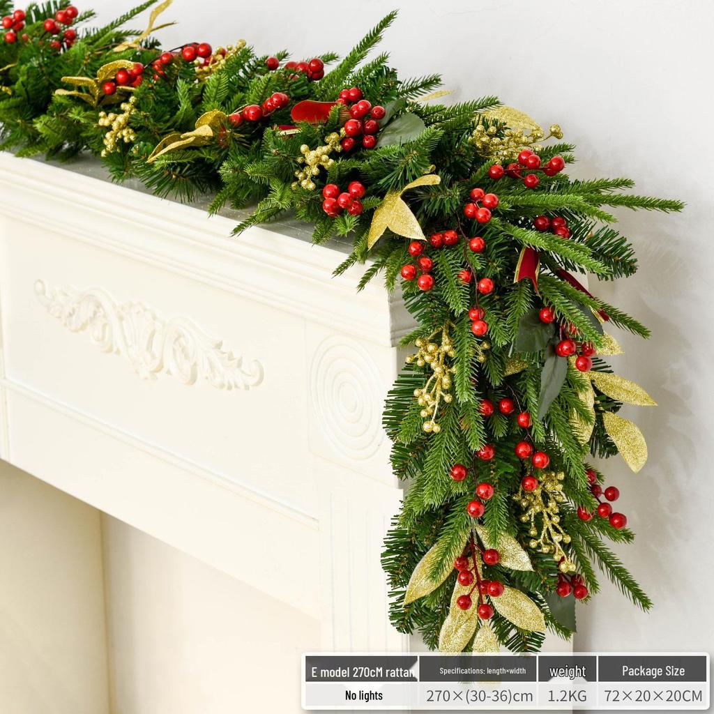 Christmas Glimmer: Garland Set for Tree, Window, and Fireplace with Flocked Leaf Ornaments