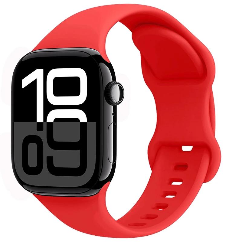Silicone Strap for Apple Watch Band 45mm 41mm 44mm 40mm 49mm Series 10 46mm 42mm Bracelet for iWatch Ultra 9 8 7 6 5 4 SE2 Strap