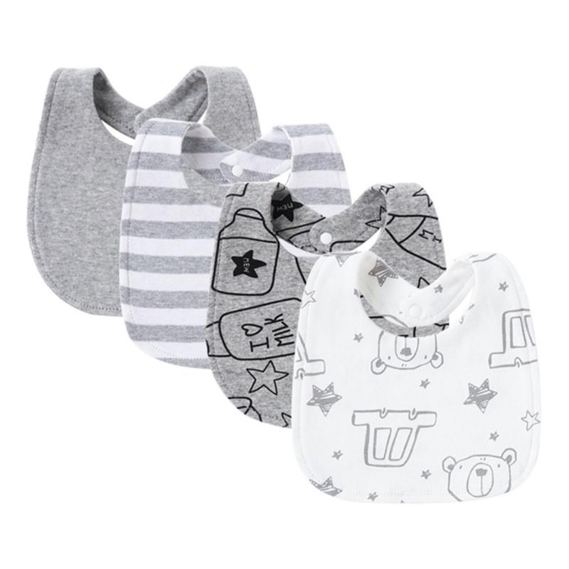4 Stück/Packung Weiches & Atmungsaktives Baumwollmusselin Baby Lätzchen Set Spucktuch für Neugeborene Kleinkinder Sabbern und Zahnen