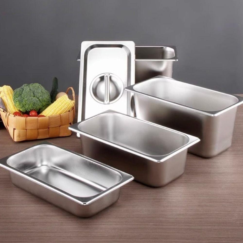 Stainless Steel Canteen Food Basin Rectangular Food Preparation Box Food Storage Box  Commercial
