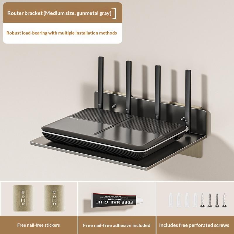 WiFi Router Shelf Wall Mounted No Drill Durable Stainless Steel Rack for Makeup Cosmetic Storage Bathroom