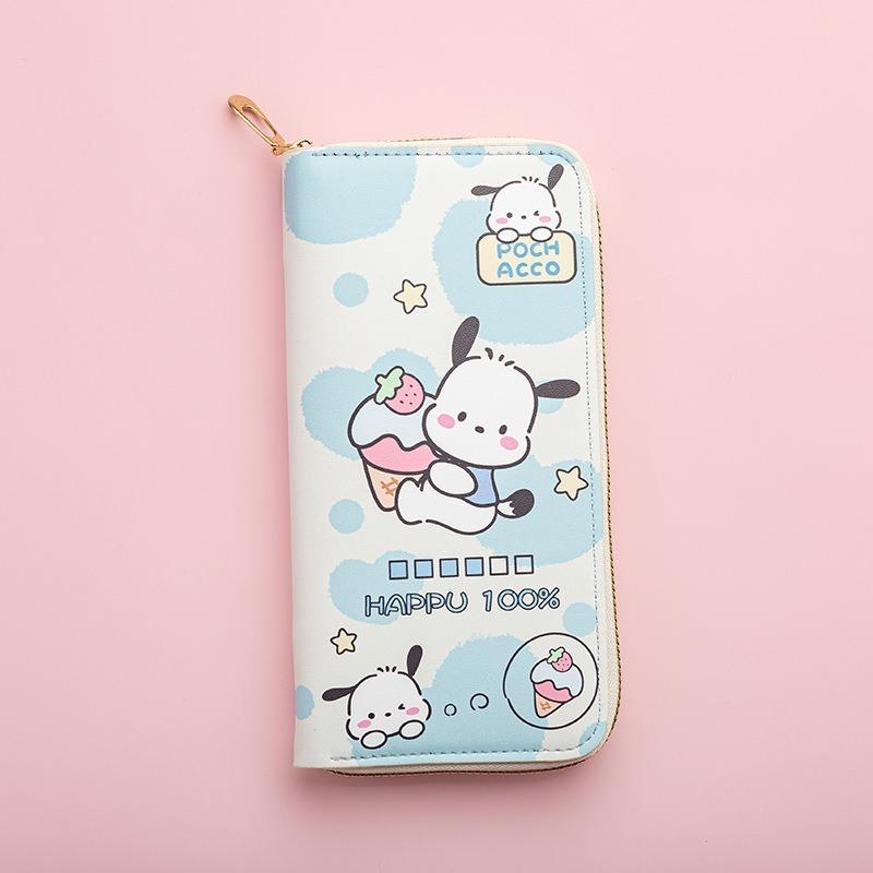 New Fashion Long Wallet Zipper Printing Student Cartoon Zero Card Bag Clutch Bag Waterproof Design Card