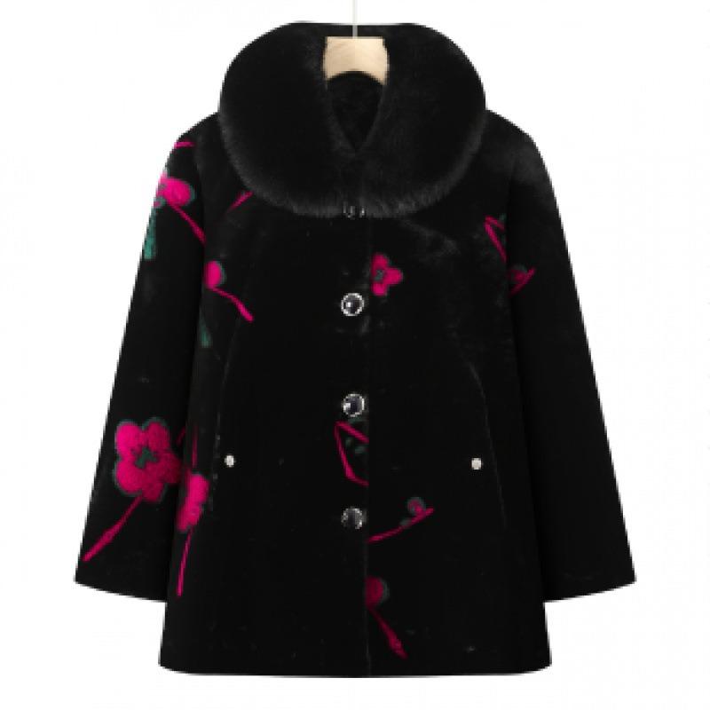 Autumn and Winter Velvet Jacket Wife Long Imitation Fur Large Size Top Women's Thickened Warm Coat